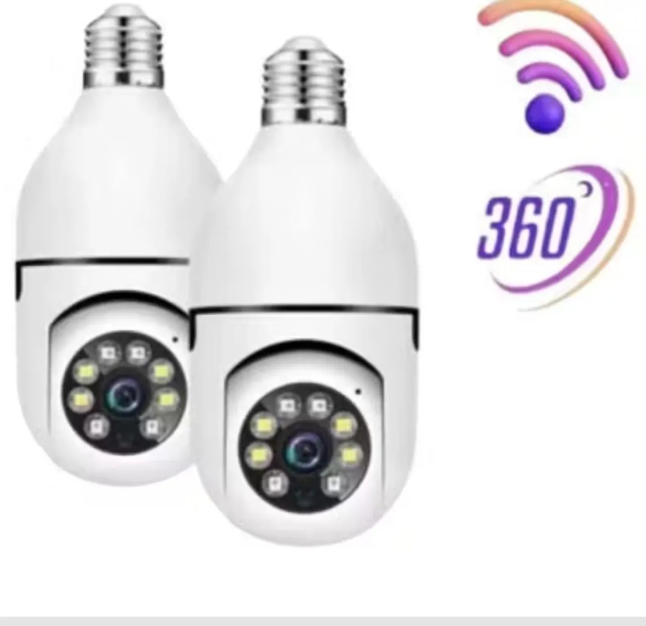 Duas Câmeras Lâmpada Segurança 360° Wifi Visão Noturna