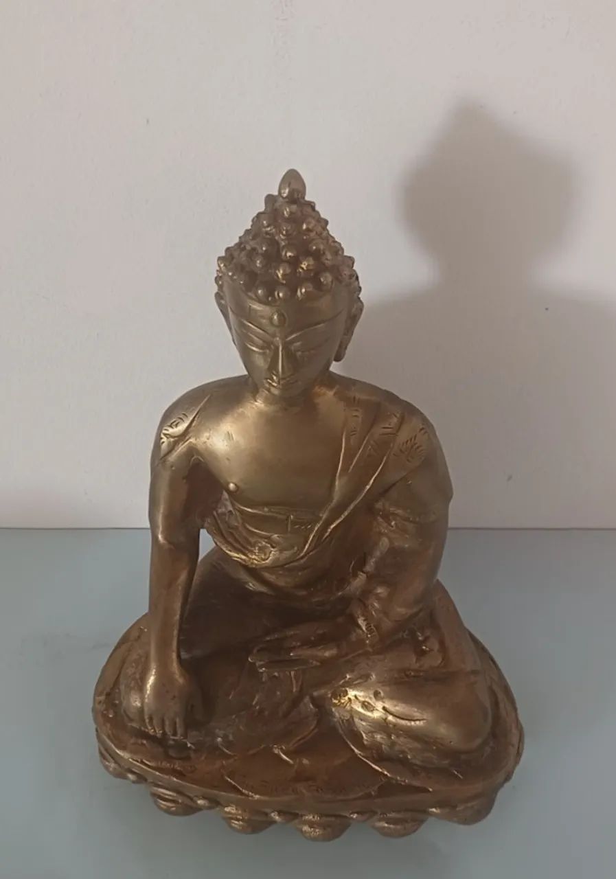 Escultura de bronze - Buda - 26 x 19 x 10 cm - Foto 5