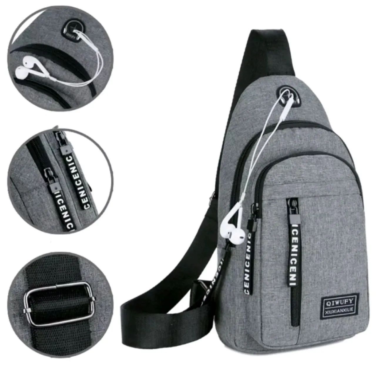 Mochila de Ombro Masculina Cinza - ICENICENI