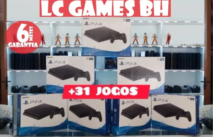 PLAYSTATION 4 SLIM 500GB Ou 1TB + 31 JOGOS + GARANTIA 06 MESES + BRINDES - LOJA FISICA