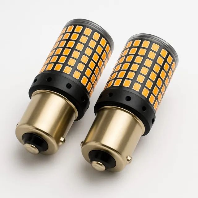 Par de Lampada de Led Seta Pisca P21W Ambar 144 Leds 