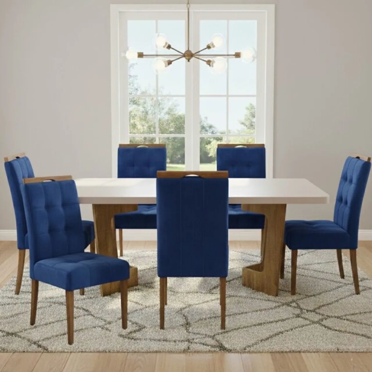 Mesa de Jantar Sophia com 6 Cadeiras em Madeira tt43 - Foto 2