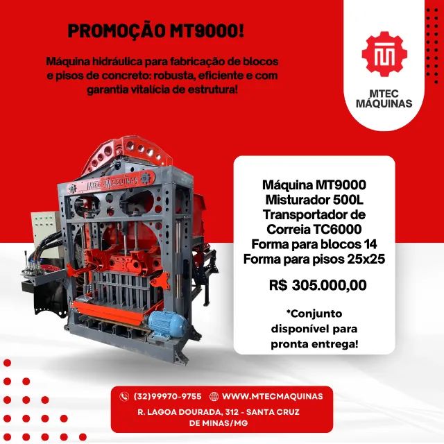 MÁQUINA PARA PISOS E BLOCOS DE CONCRETO - DISPONÍVEL PARA PRONTA ENTREGA!