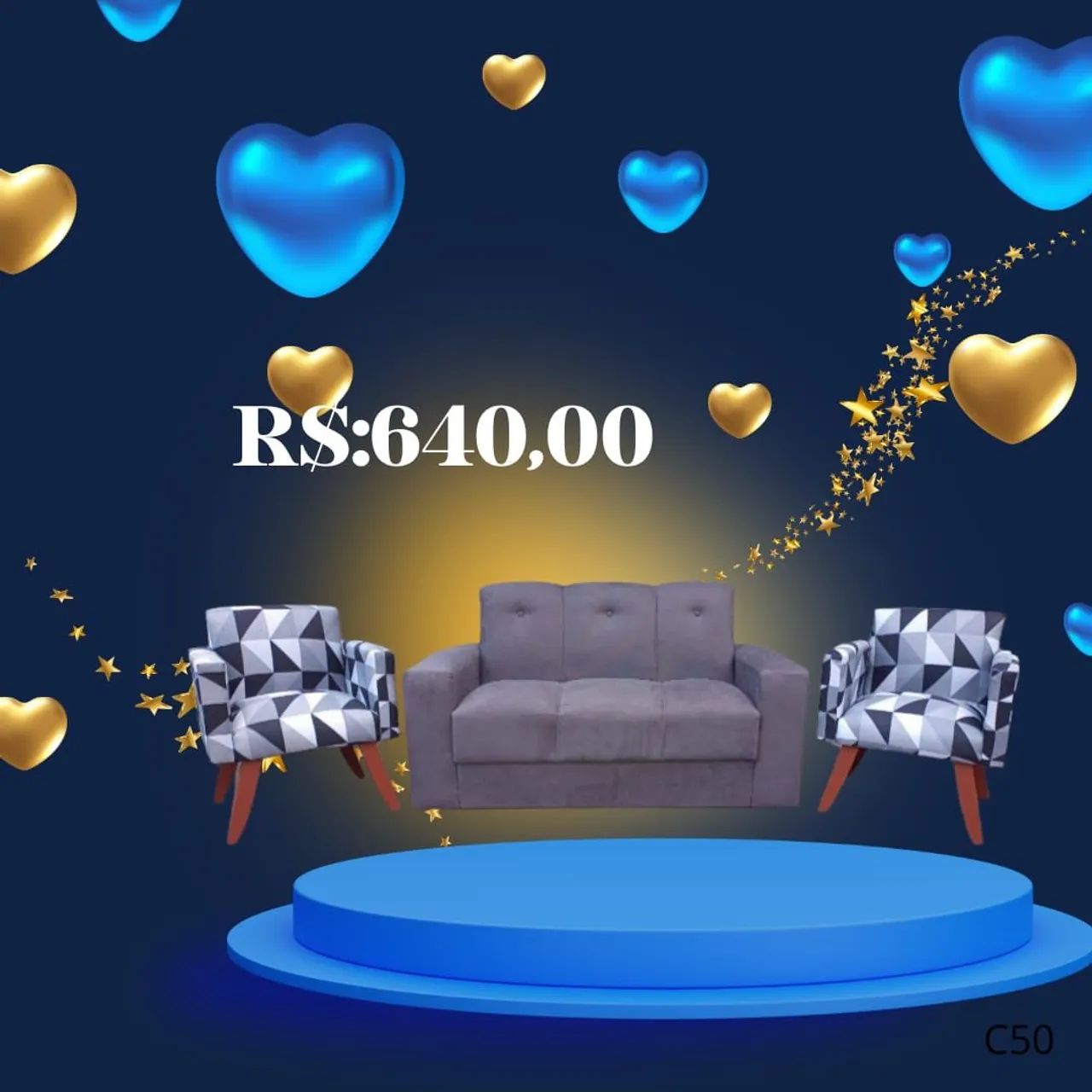 Conjunto Sofá 3 Lugares + 2 Poltronas várias cores / pague na entrega 