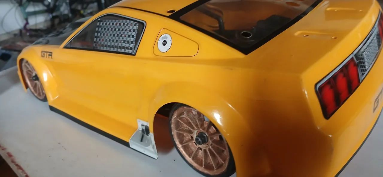 Bolha automodelo serve em tamiya e kyosho 1/10 Mustang amarelo - Foto 4