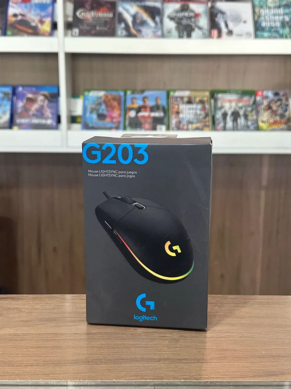 Mouse Gamer Com Fio Logitech G203 RGB Preto Novo Loja Fisica Sem Juros