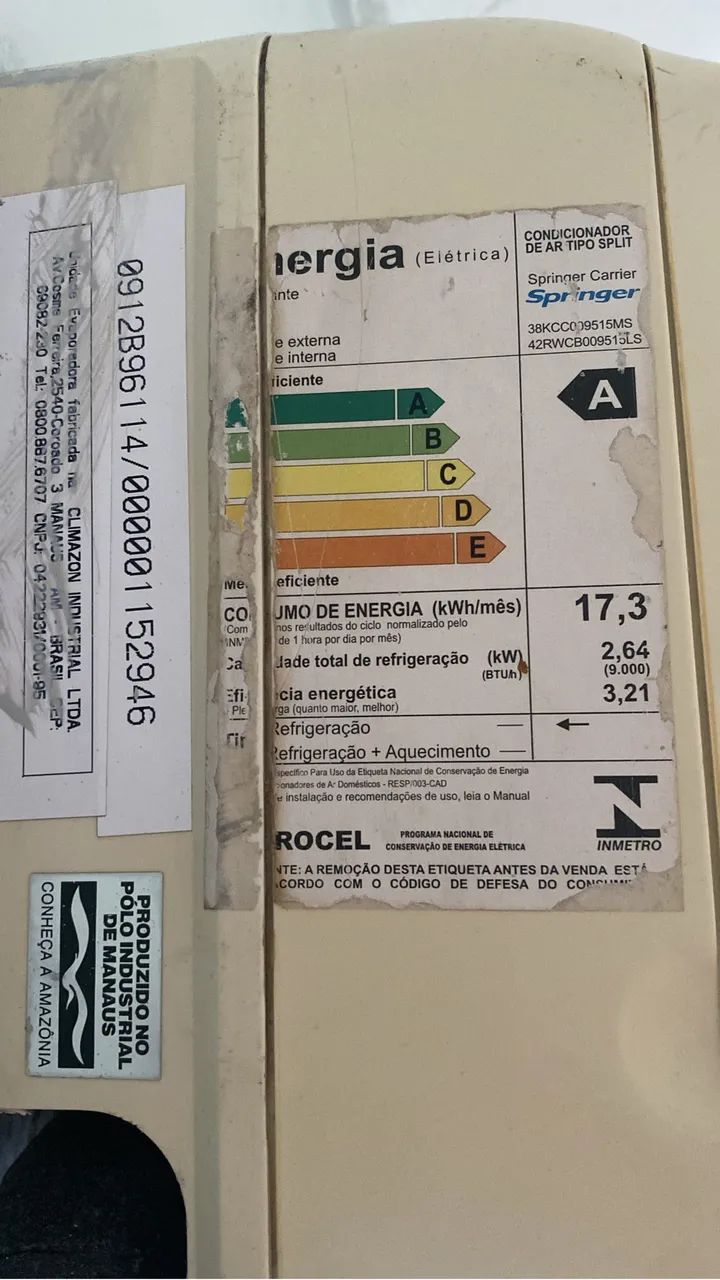 VENDO AR-CONDICIONADO SPLIT SPRINGER 9000 BTUs - SELO A - Foto 5