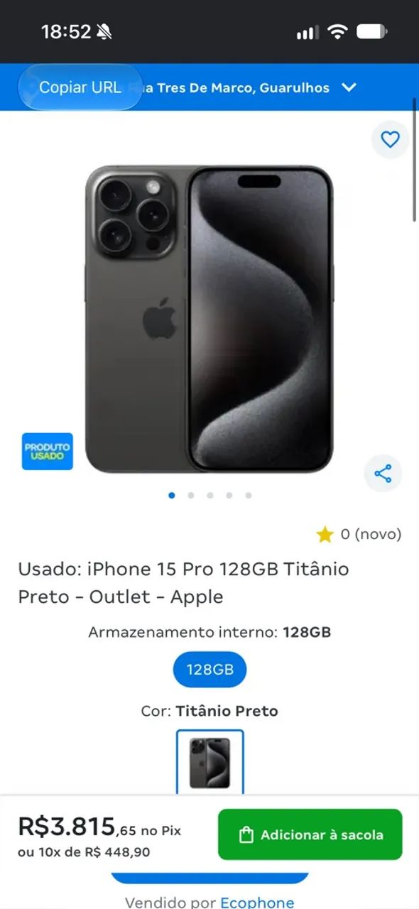 iPhone 15 pro 128 preto