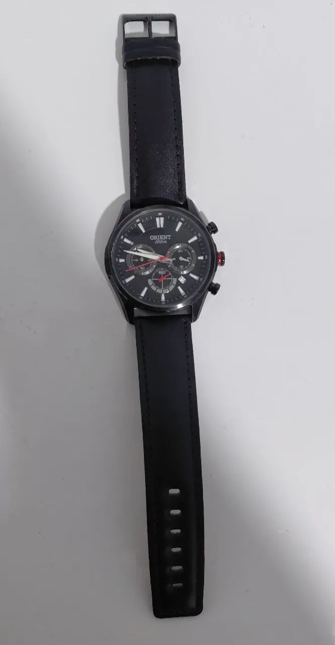 Relógio Orient preto cronógrafo masculino +pulseira nova<br> - Foto 2