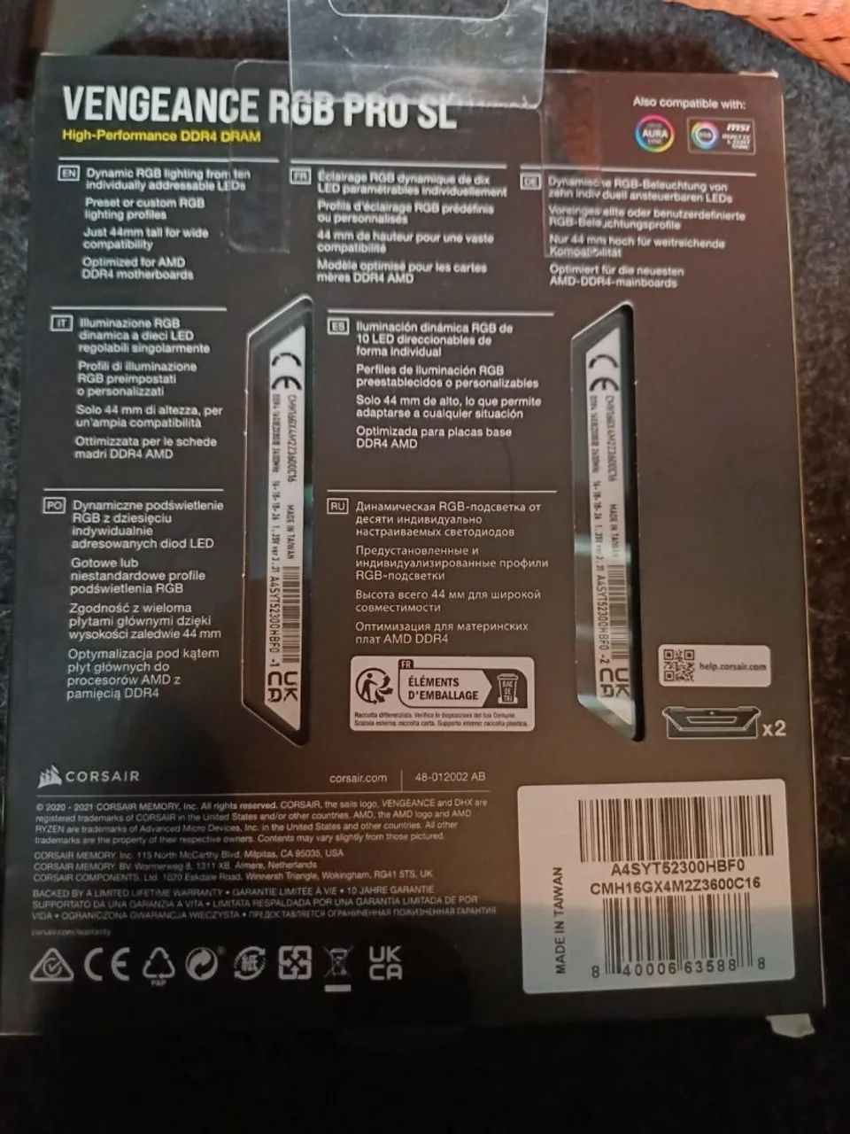 Memória ddr4 Corsair vengeance PRO RGB 16g 3600 CL16 - Foto 2