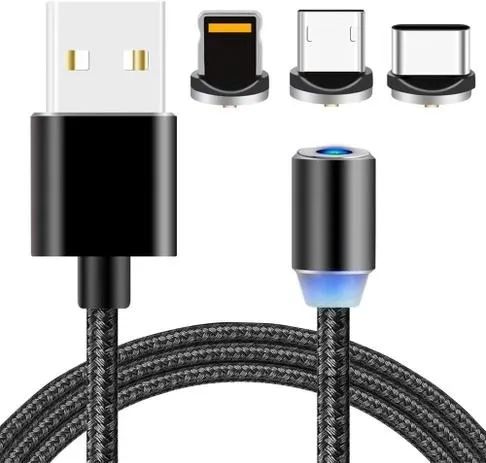 Cabo Magnético - Carregamento 3 Em 1 (Micro Usb, Type C, iPhone) - Foto 2