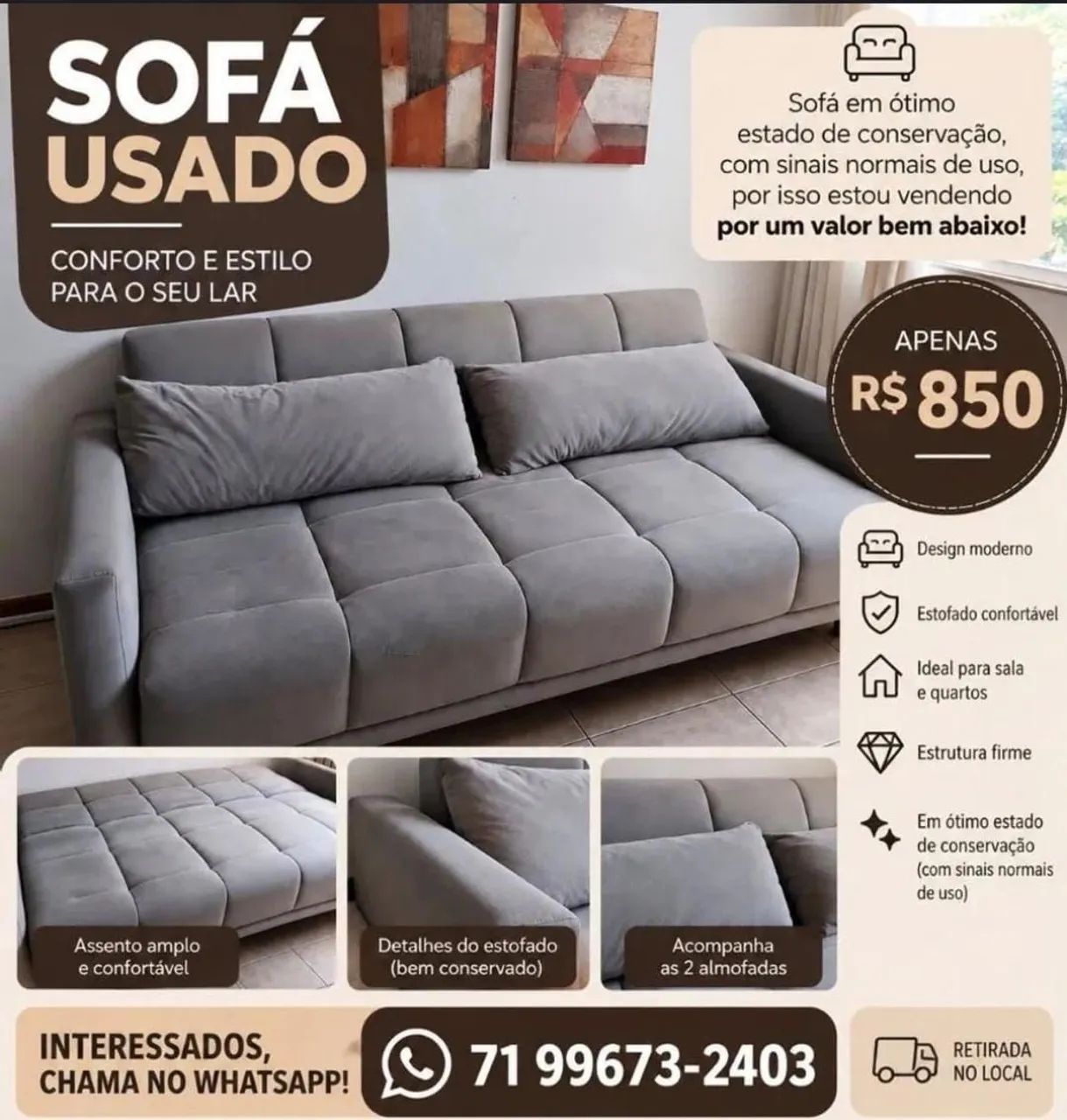 Sofá retrátil 3 lugares - Salvador Bahia 