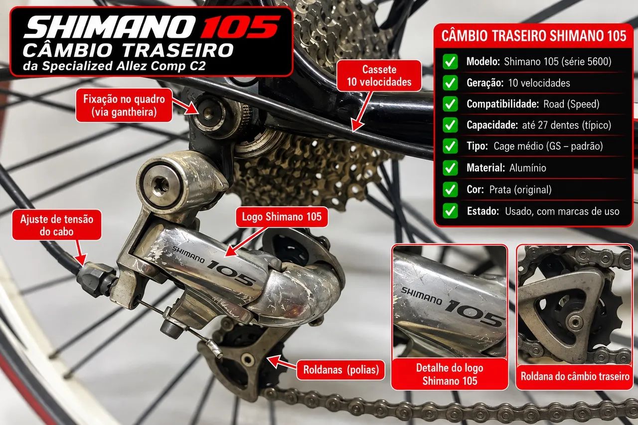 SPECIALIZED ALLEZ COMP C2 105 ? TAMANHO 52/S - Foto 3