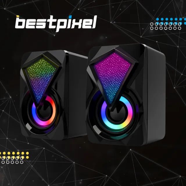 Caixa de Som para PC e Notebook 6W com LED RGB Gamer