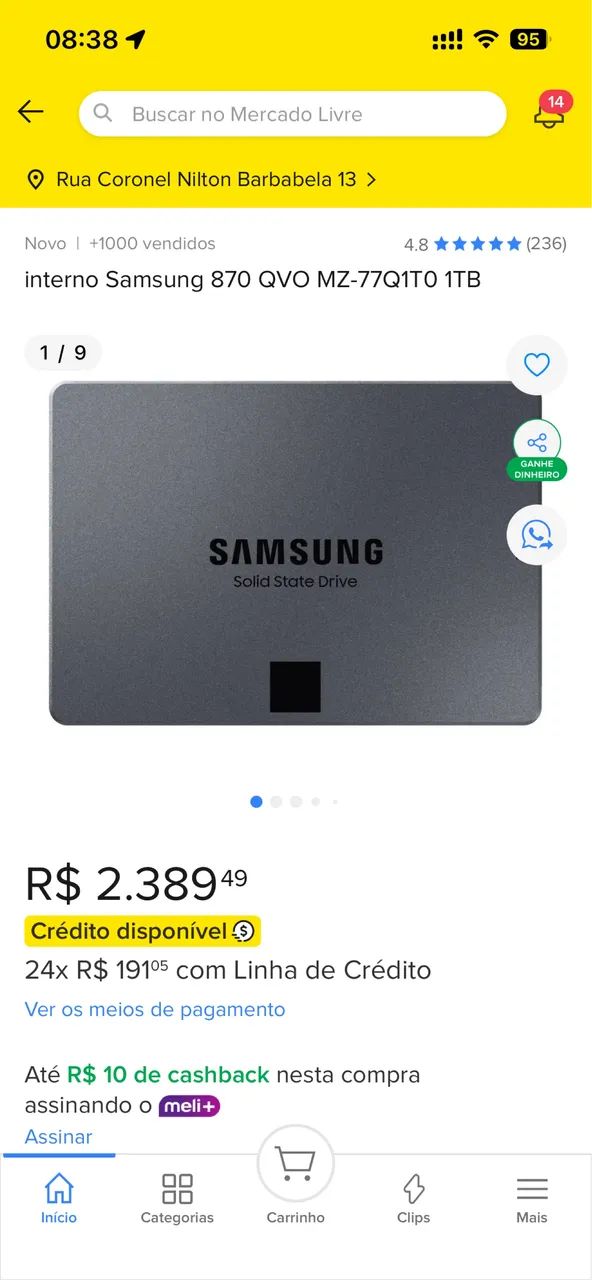 Ssd Samsung 1 TB solid state drive Sata memória  - Foto 2