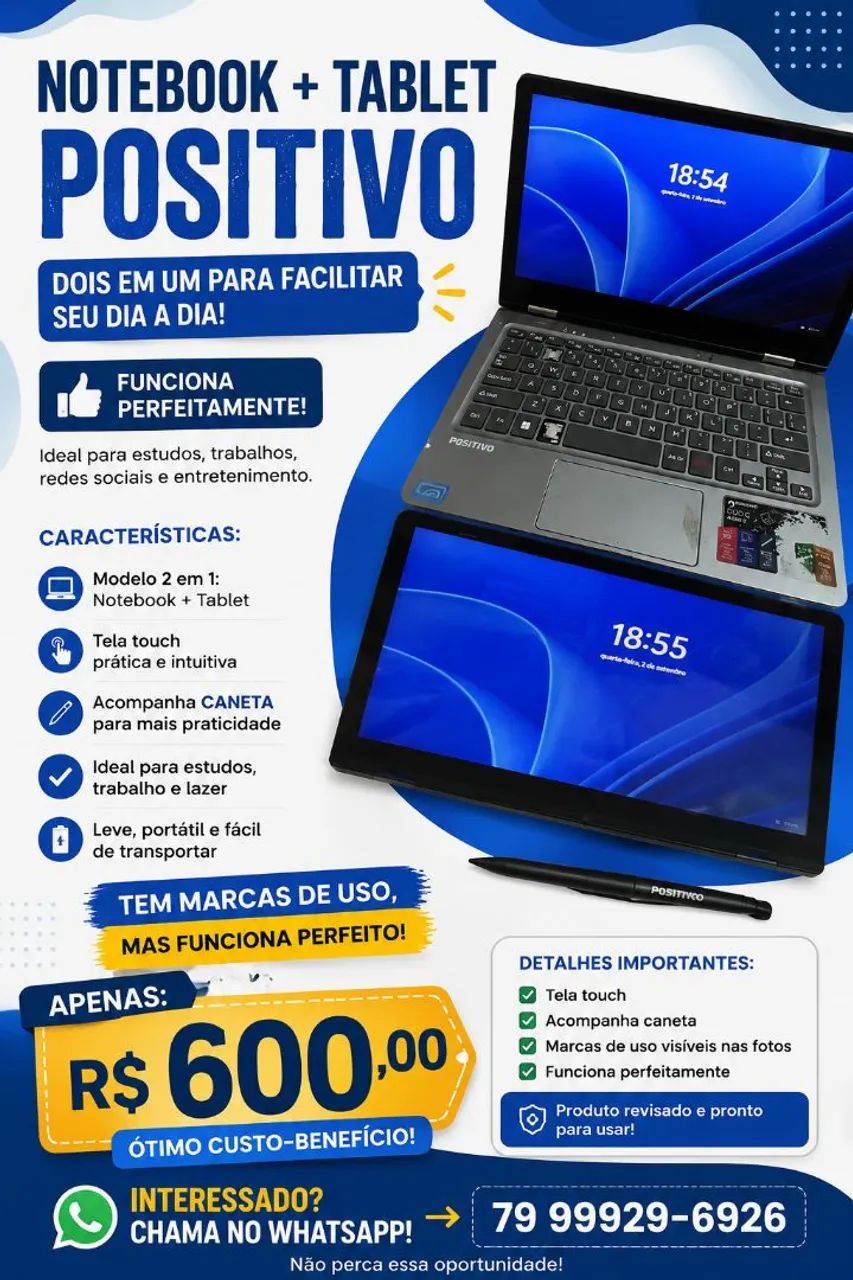 Vendo note que vira tablet, precisa de manutenção.  FUNCIONA PERFEITAMENTE