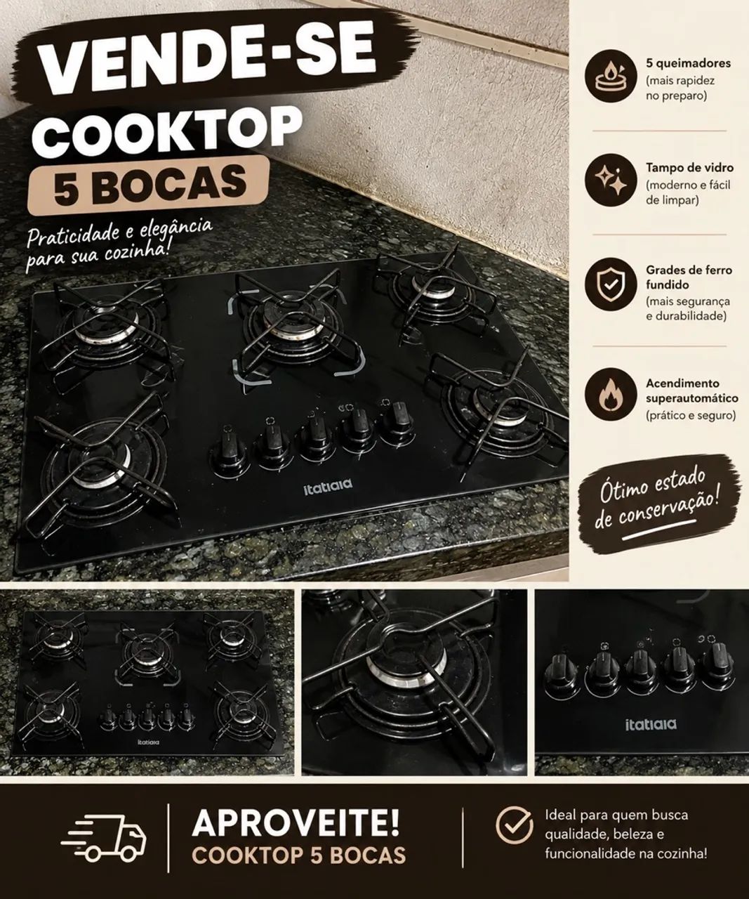 Vendo cooktop 5 bocas