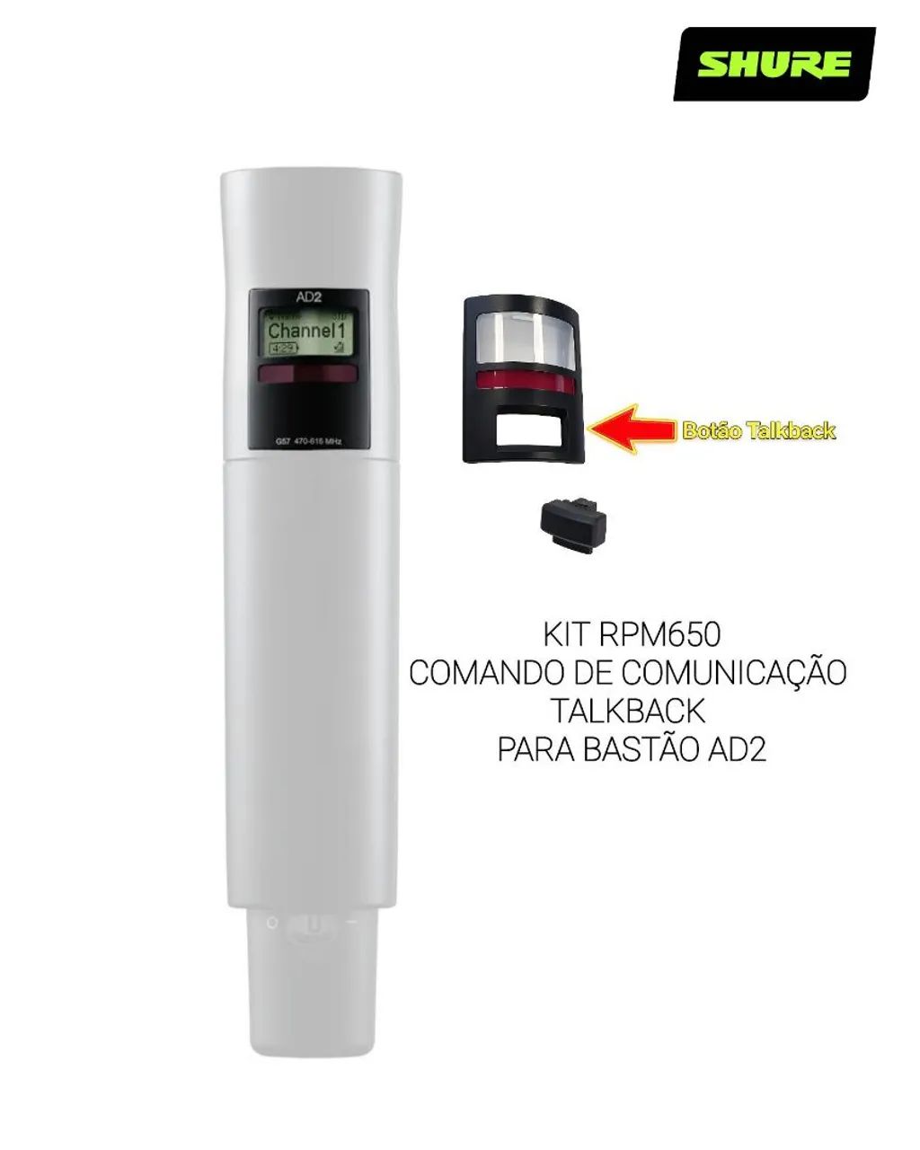 Sistema SHURE AXIENT DIGITAL AD4D, AD2, AD1 Bastão SM58 COM TALKBACK, Bodypack  - Foto 5