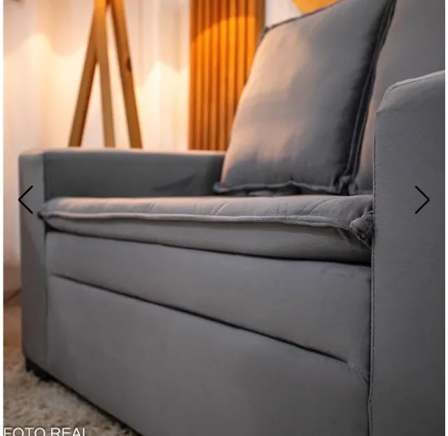 Conjunto de Sofás Lyon 3 e 2 Lugares com Puff Veludo Cinza 1,86m - Foto 2