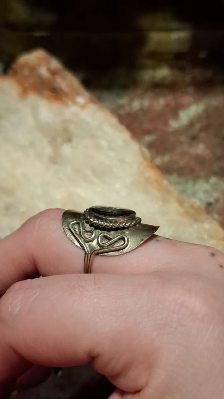 Anel formato de Lua em Abalone Natural e Regulagem - Foto 3