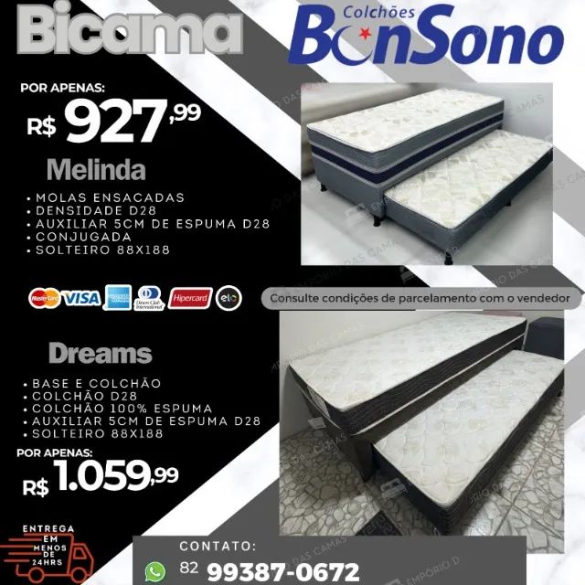 Bicama diversos modelos em molas e espuma Base e colchão ou conjugada Bonsono  - Foto 2