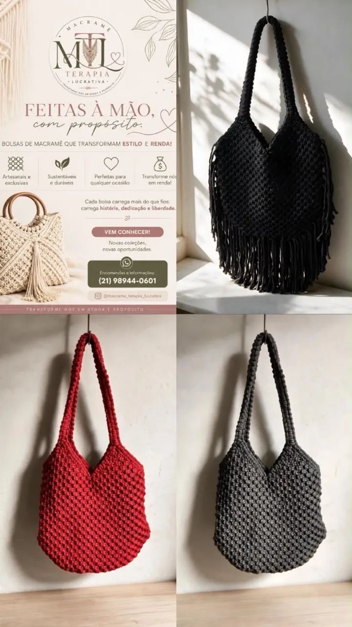 Bolsas em Macramê  - Foto 3