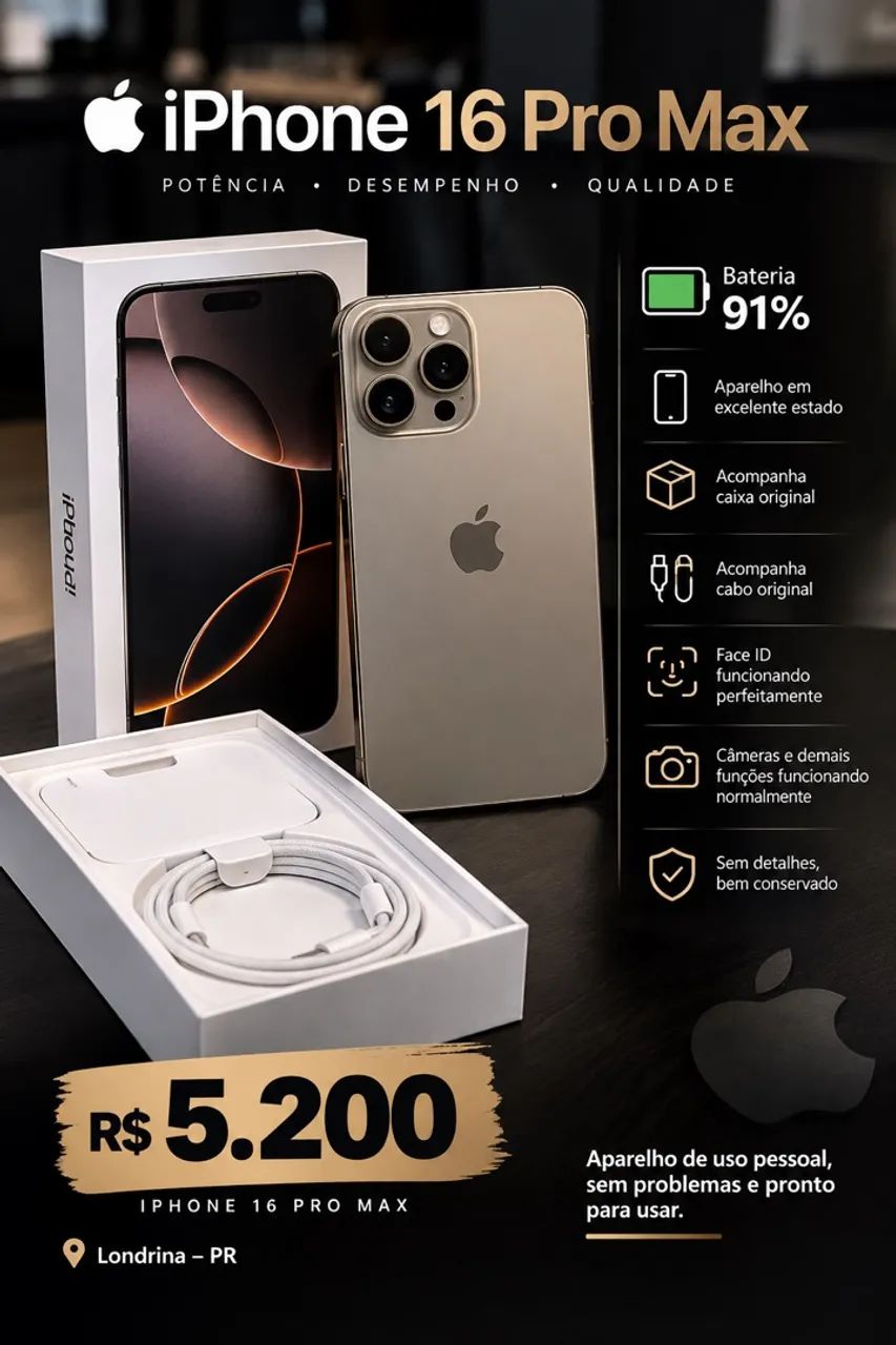 iPhone 16 Pro Max 91% bateria 