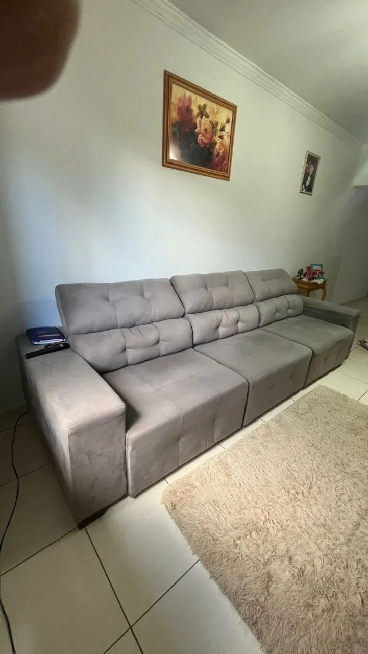 Sofa retrati de 3m cor cinza em ótimo estado - Foto 4
