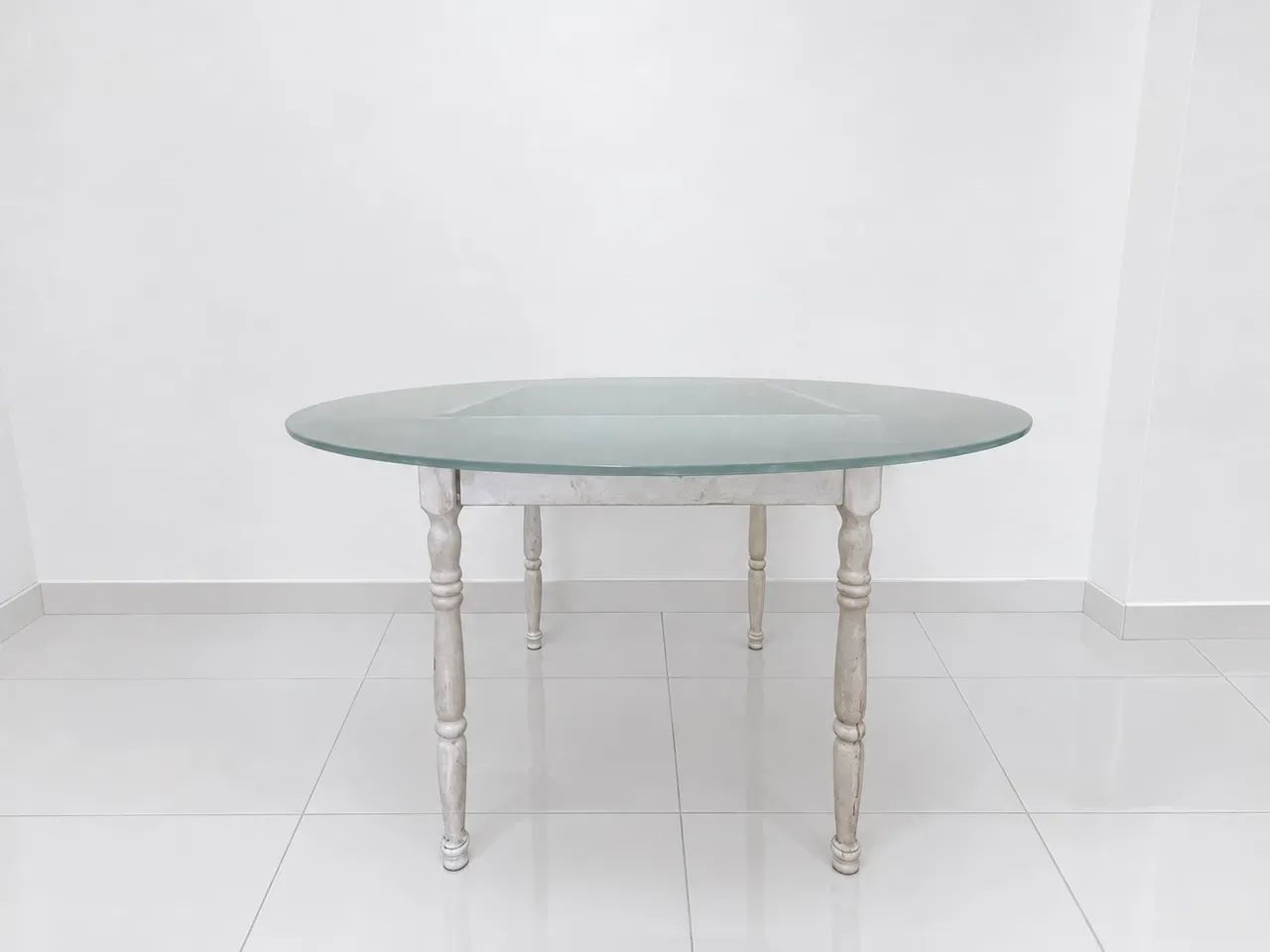 Mesa de Vidro Redonda 4 Cadeiras