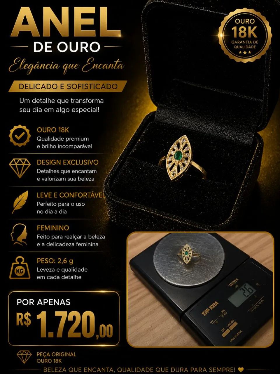 Anel em ouro feminino, ouro 18k!