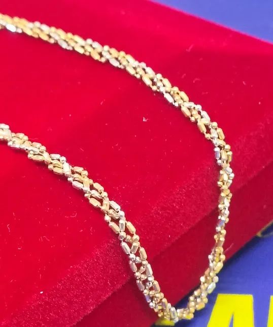 Pulseira Duas Cores Ouro 18 Kilates Modelo Bolinhas Peso 3.50 Gramas 20 Cm 3 mm - Foto 4