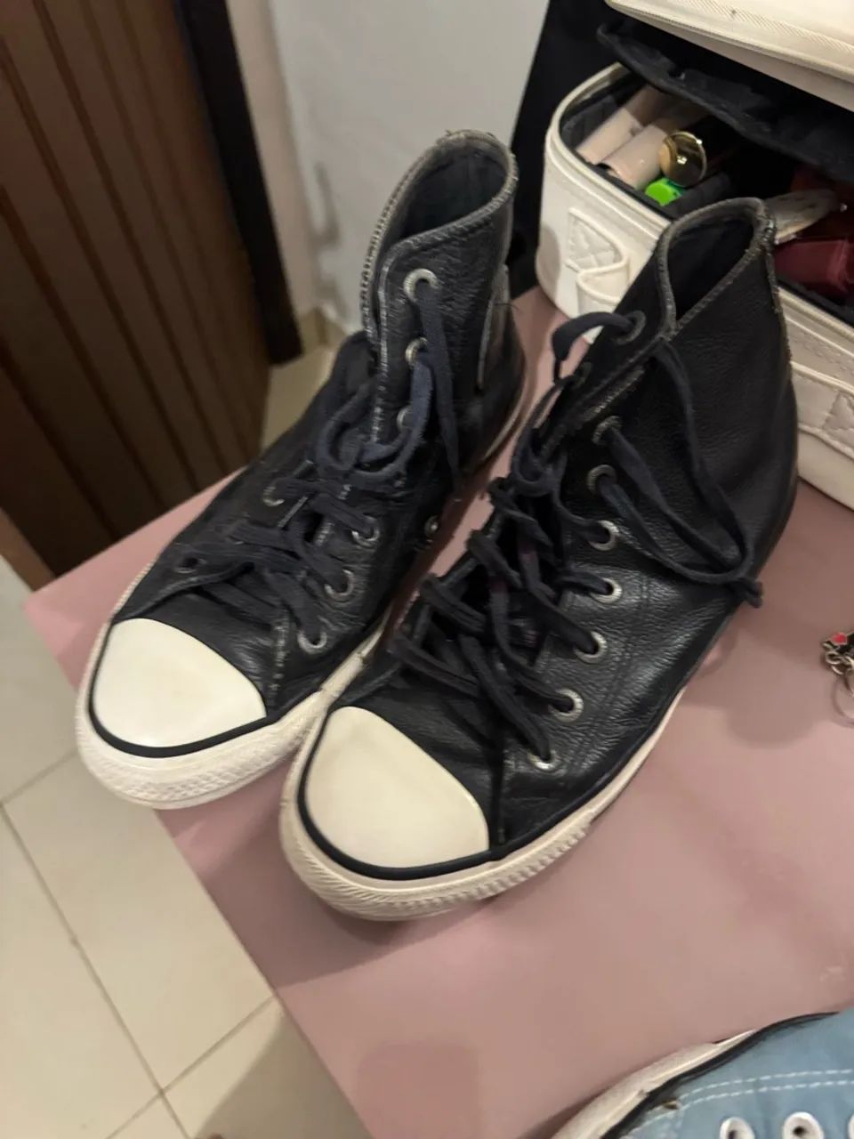 All Star preto de couro 