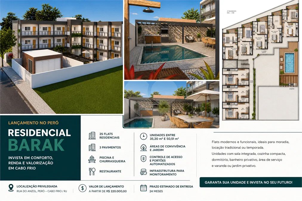 Flat com 1 quartos à venda em Peró - RJ