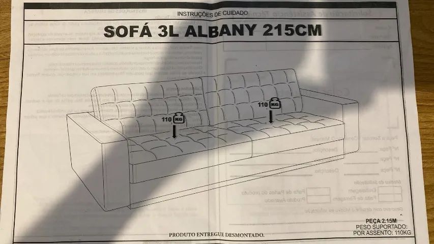 Sofá Etna Albany 3 Lugares 215 cm Cinza - Foto 4