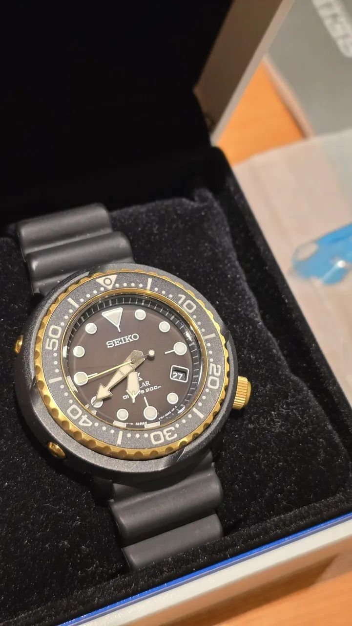 Relógio seiko mini tuna gold solar impecável  - Foto 2