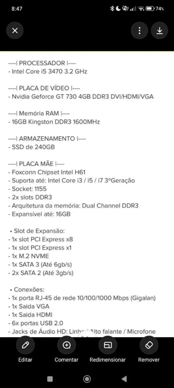 CPU GAMER ótima para estudo e trabalho
