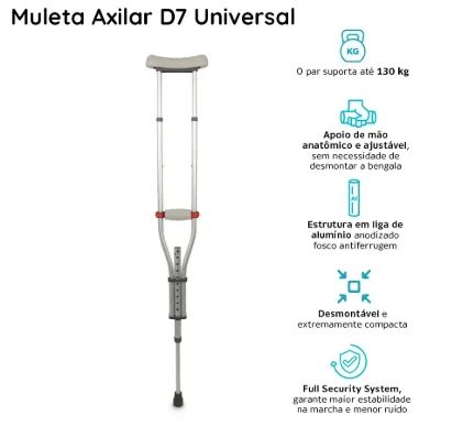Muleta Axilar Alumínio (Par) - Leve, Ajustável e Super Resistente! - Foto 3