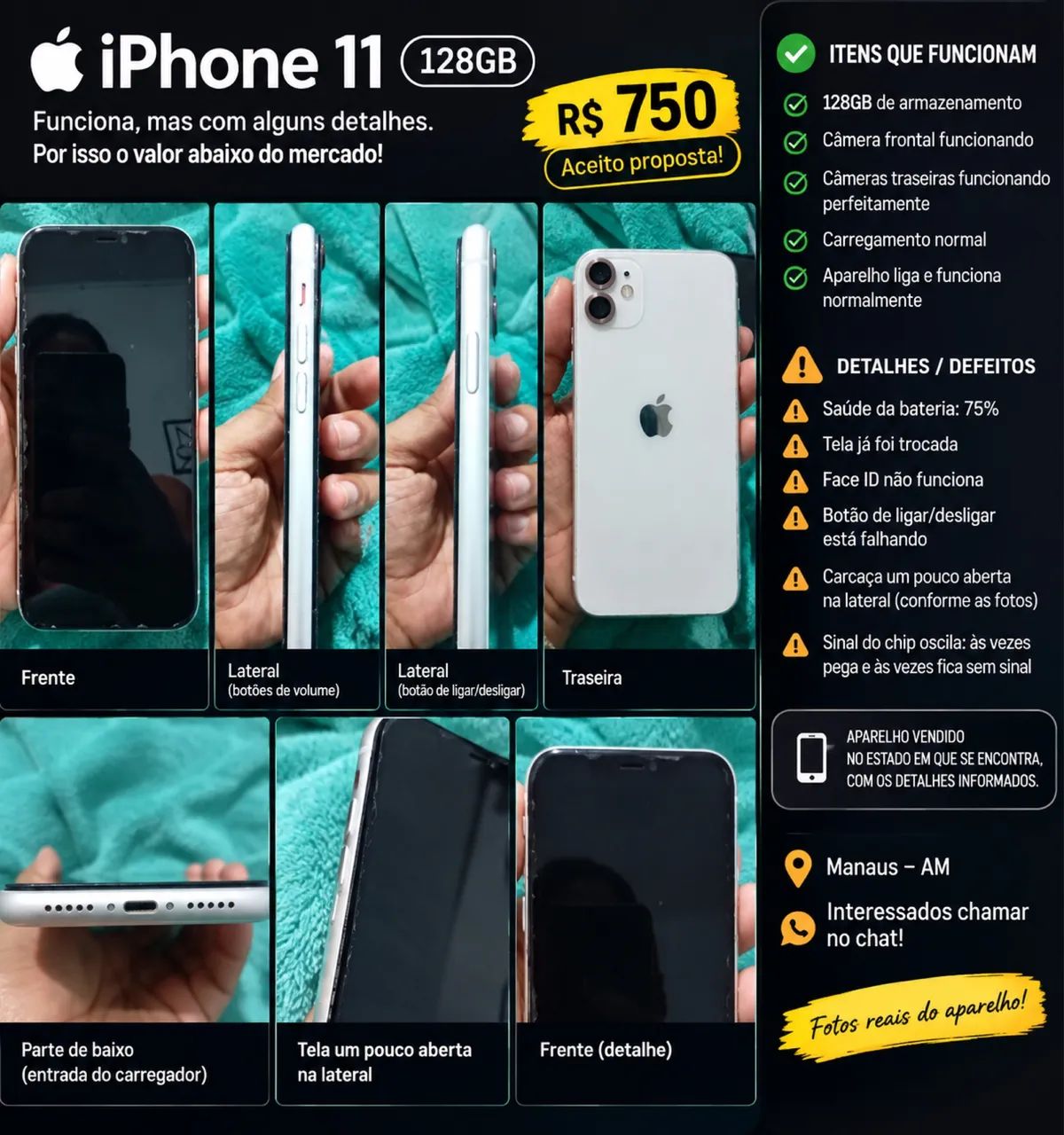 iPhone 11 - 128gb - LEIA A DESCRIÇÃO. 