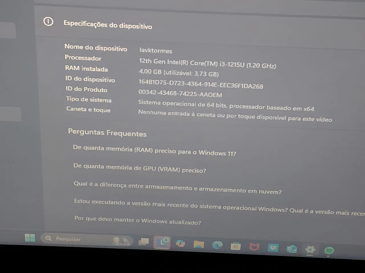 Notebook Lenovo i3 12ª Geração | SSD 256 GB | Windows 11 | Estado de Novo - Foto 2