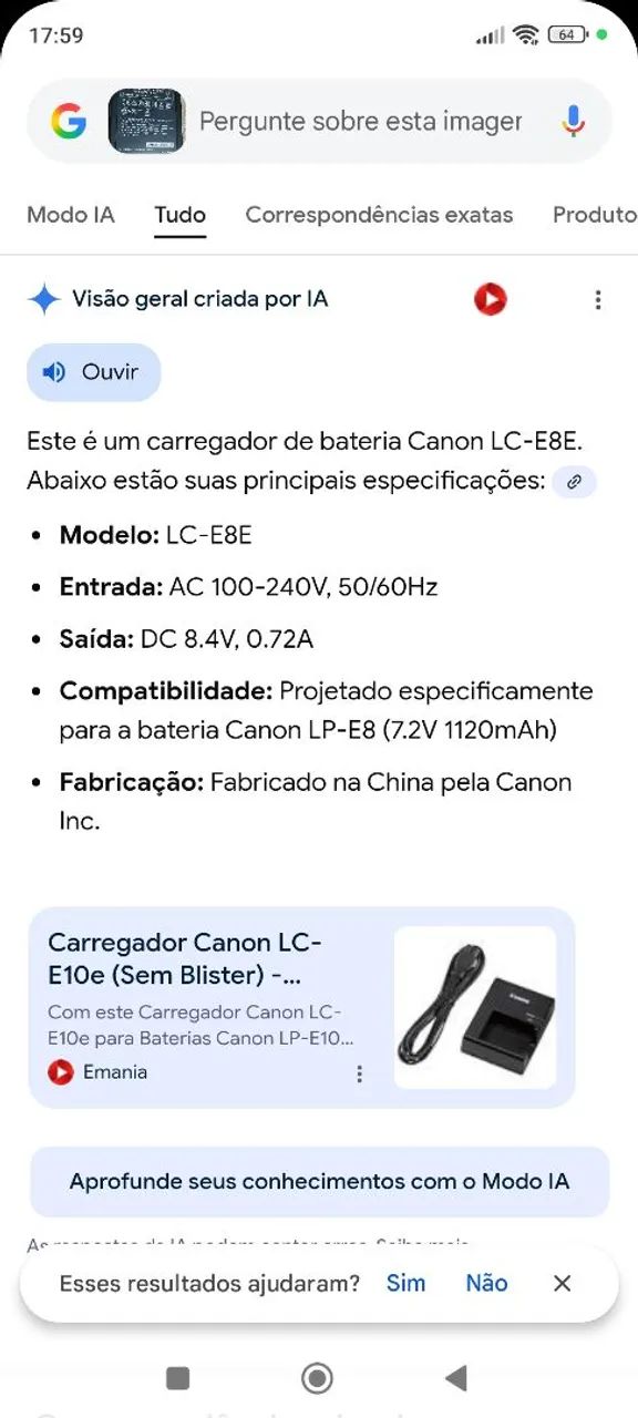 Carregador Original Canon Modelo:LC-E8E R$:100 Reais  - Foto 5