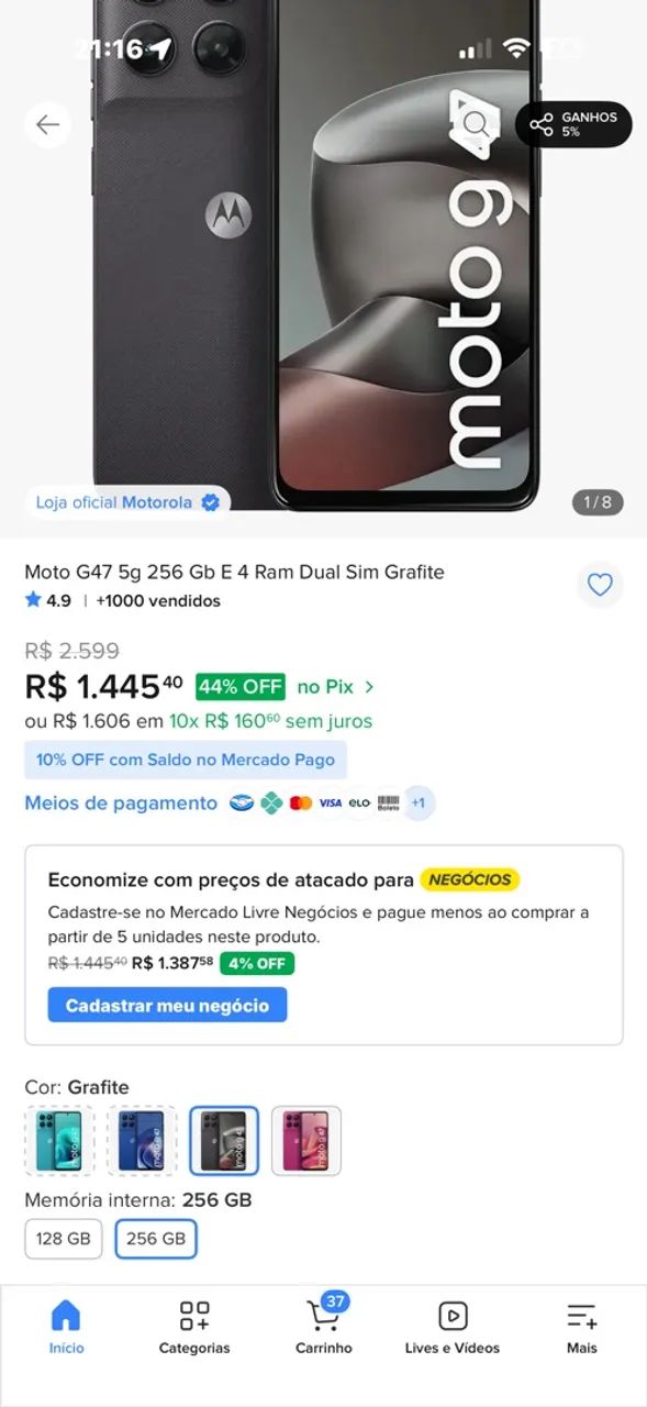 Celular moto G47 cinza 256g  - Foto 3