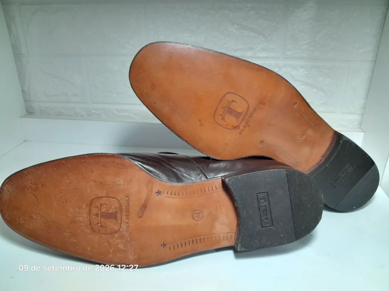 Sapato masculino couro marrom usado - Foto 5