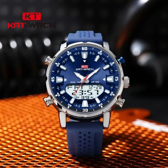 Relógio KAT-WACH 1815 - À Prova D'água Silicone Azul - Acessórios