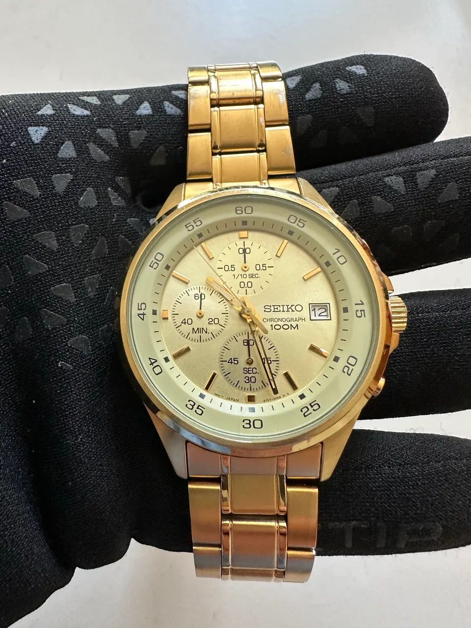 Seiko Chronograph dourado 100M 