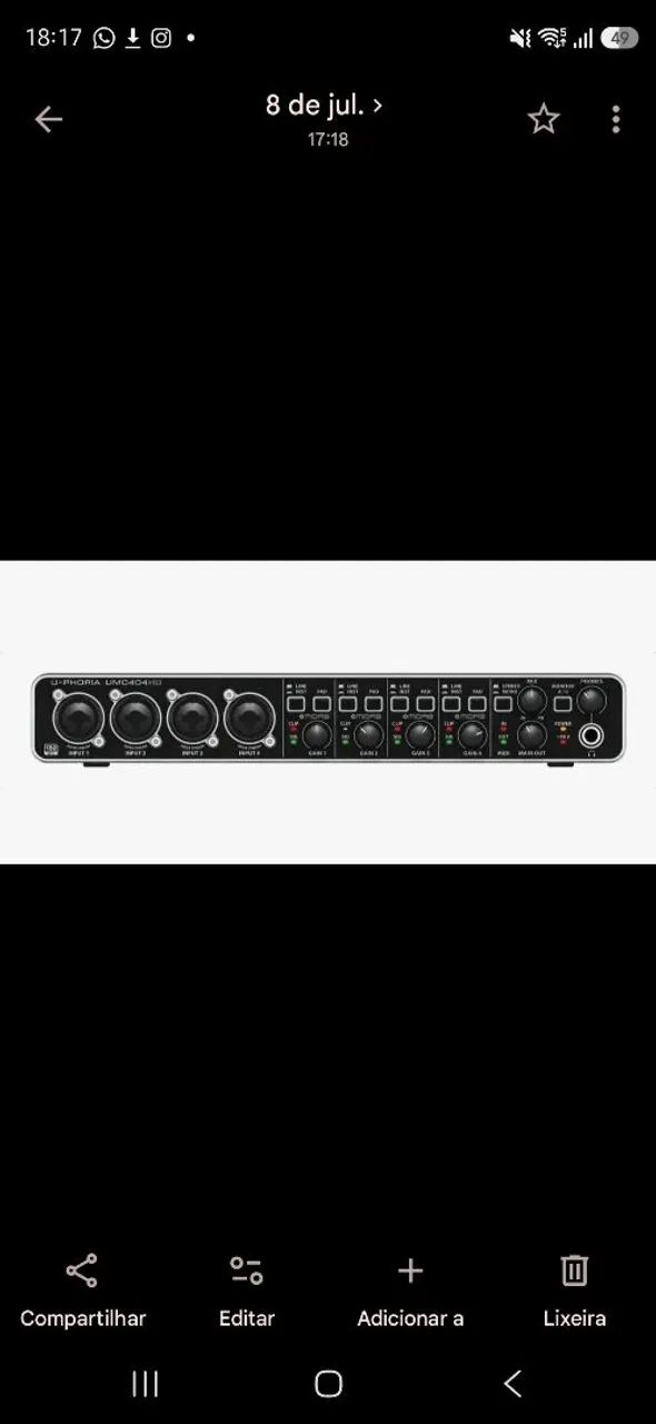 Interface  Audio Profissional Behringer4 canais - Foto 2