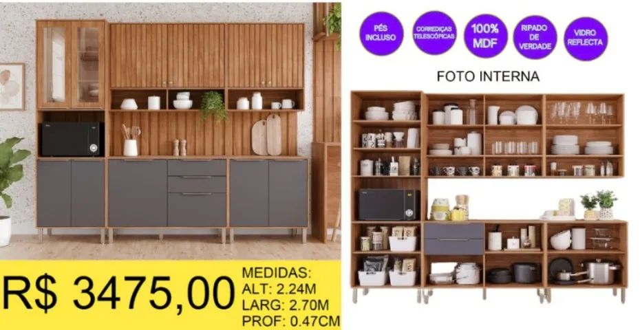ARMARIO DE PAREDE 100% MDF RIPADO A PRONTA-ENTREGA  - Foto 2