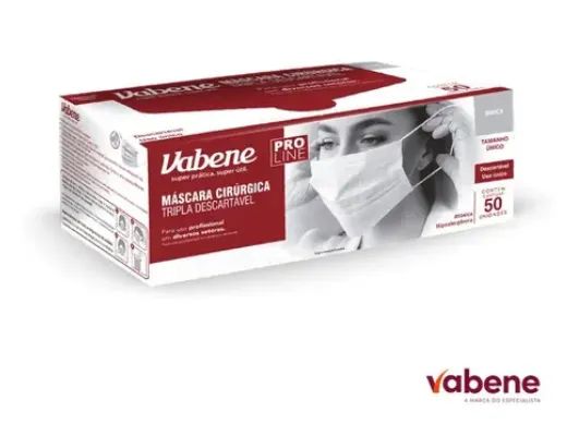 Máscara Descartável Vabene Com 50 Unidades - cores branca e preta