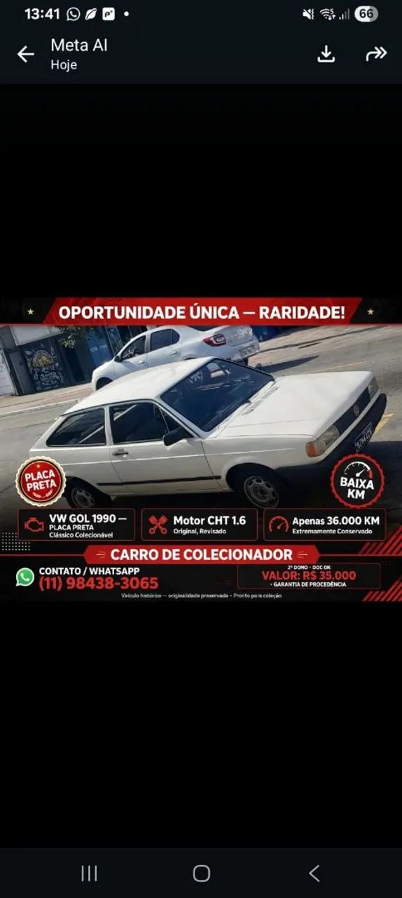 Volkswagen Gol Geração I GL 1.6 8V Álcool Mec. 2P 1990
