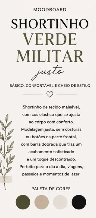 Shortinho verde militar justo com barra dobrada - Foto 2