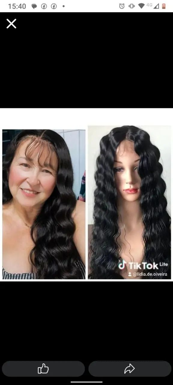 Peruca lace front lace repartição no meio 